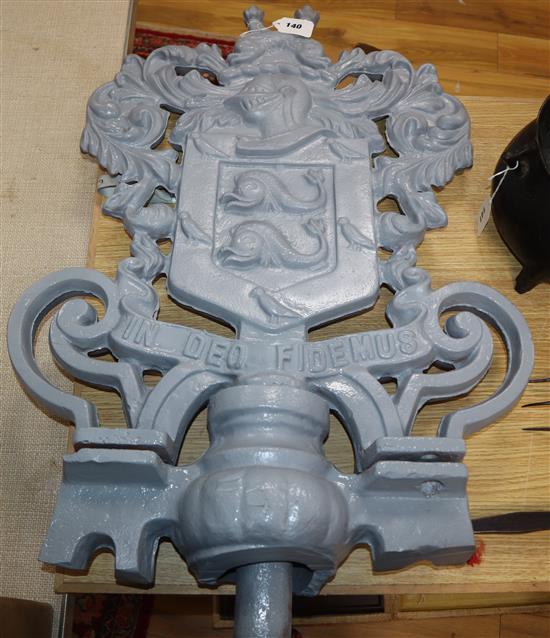 A 19th century cast iron coat of arms from a lamp post on Brighton seafront length 82cm